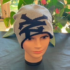 Gray and Black Knit Beanie Hat